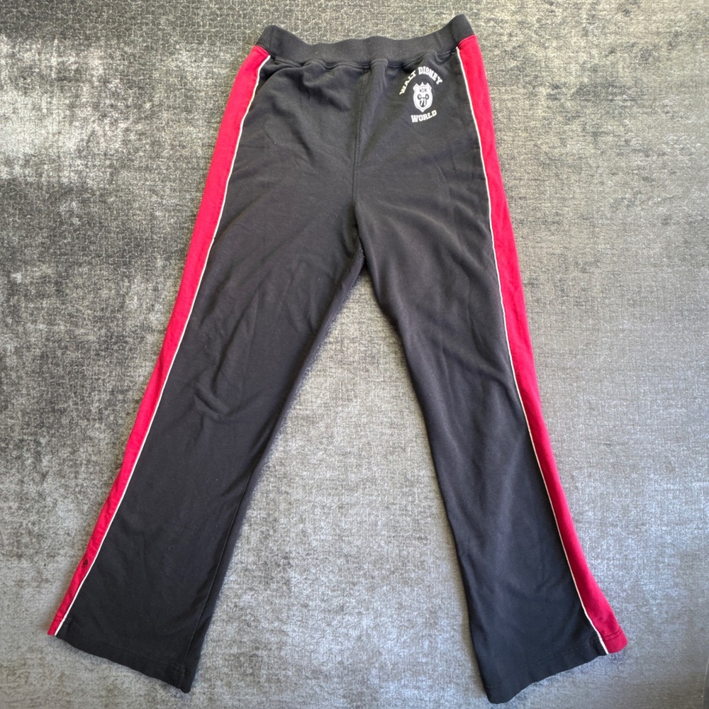 Walt Disney World Pants Womens Small Black Red Side Stripe Pull On High Rise